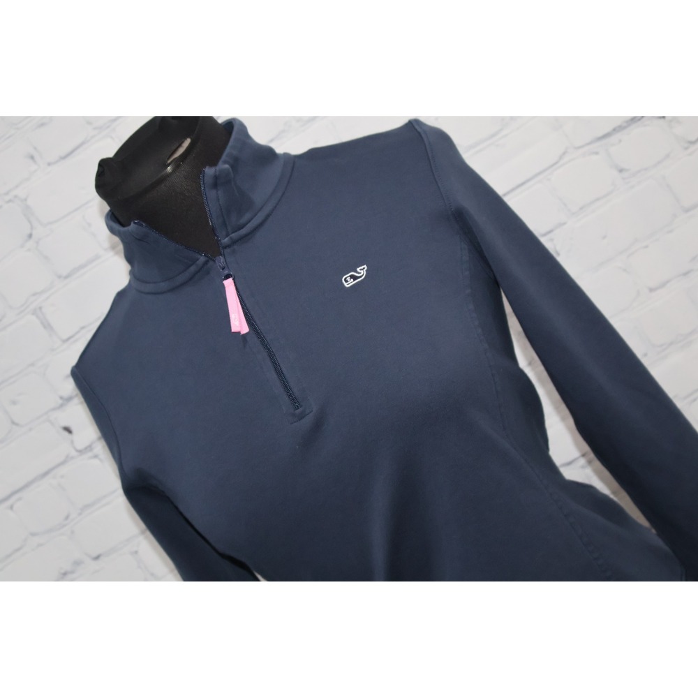 Vineyard Vines Pullover Women XS Extra Small Navy Blue 1/4 Zip Cotton Preppy